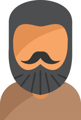 Minimalist vector illustration of a man with beard and mustache, wearing a brown shirt