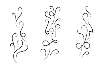 Vintage Filigree Swirls, calligraphy decorative scroll, Fancy Line Flourishes Swirls Elements, vintage curly line Text Ornaments, curls text divider flourish Swirl, calligraphic curl lines