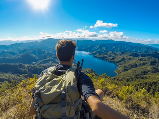 enjoying amazing mountain view nature and adventure 