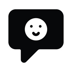 A happy face inside a speech bubble representing positive feedback vector