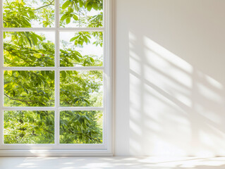 False window frame on the wall as copy space
