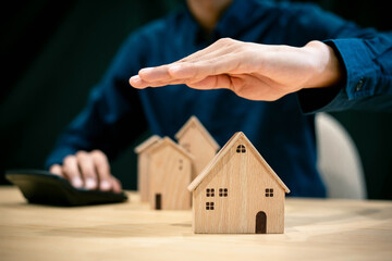home insurance and real estate protection , Broker agent with model  house rent a house,get insurance or loan real estate or property.