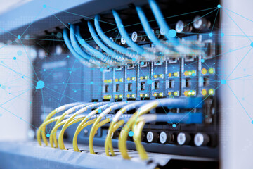 Network switches and data center Ethernet cables, network transmission and upgrading.