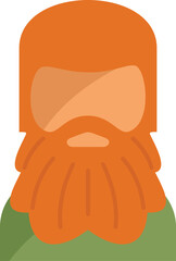 Redhead man with big beard is wearing green shirt in flat design style