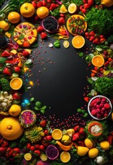 vivid culinary display colorful asphalt surface spectrum food items arranged creatively, appetizer, arrangement, artistry, backdrop, beautiful, beef