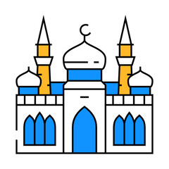 mosque islam muslim line icon vector. mosque islam muslim sign. isolated symbol illustration