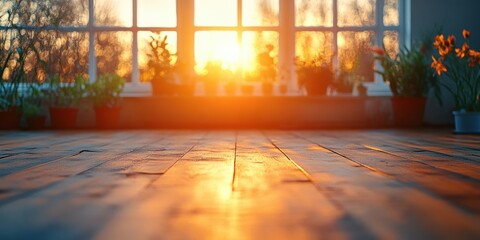 Warm Sunbeams Streaming Through Window Onto Wooden Floor