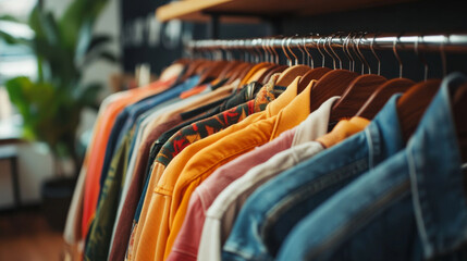 Exploring Stylish Fashion Trends Vintage and Modern Clothing Collection Displayed on Hangers