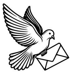 bird with mail, bird with letter
