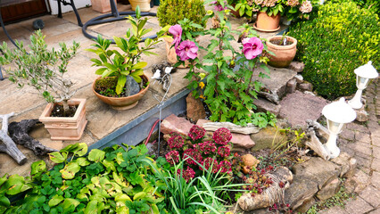 Herbstlich gestaltete Gartenterrasse