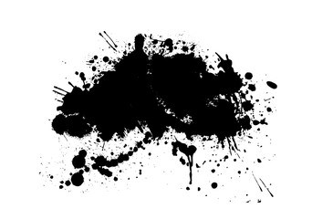 Splatter Paint Texture . Black Spray Blot of Ink. Place illustration Over any Object to Create Grungy Effect . hand drawn. Not AI, Vector