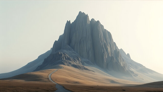 Mountain with a road leading to it