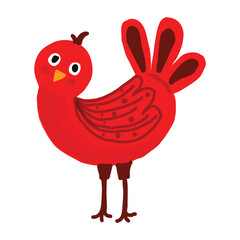 hand drawn cartoon red parrot bird