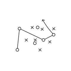 soccer tactics icon, game success strategy in football, scheme play, vector illustration on white background