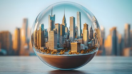 Captivating 3D City Model Inside a Glass Sphere
