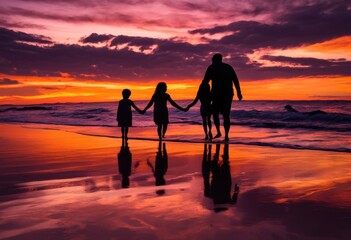 Fototapeta premium captivating silhouettes colorful beach sunset creating breathtaking visual experience, rainbow, lgbtq, lgbt, pride, love, equality, vibrant, colors, sky