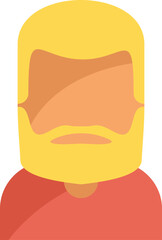 Simple cartoon icon of a blond man with a beard wearing a red shirt, avatar icon