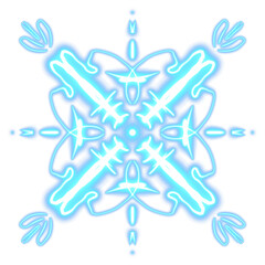 Snowflake blue Neon lights illustration for Christmas decorations 