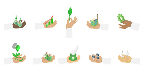 3D Isometric Flat  Illustration of Decarbonisation And Sustainability, Co2 Emission Impact Reduction