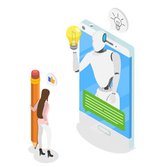 3D Isometric Flat  Illustration of AI Chat Bot, Artificial Intelligence Assistant