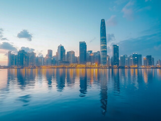 Majestic City Skyline at Dusk 