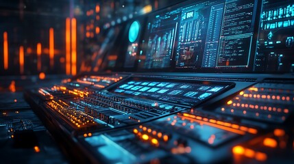 Audio illustration featuring computer shapes and patterns in a sound system digital composition