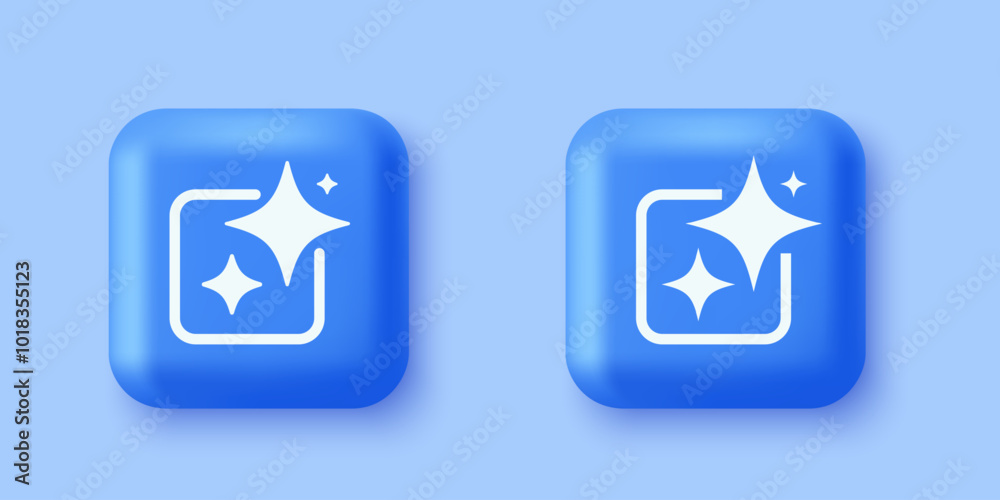 Aufkleber Generative AI. 3D minimal blue buttons with Generate AI symbols. Artificial intelligence and machine learning technology concept. Press buttons to generate ideas. Vector illustration.