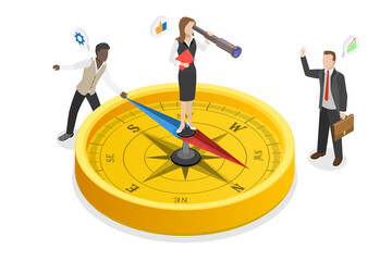 3D Isometric Flat  Illustration of Navigation And Orientation In Business, Strategy Direction © TarikVision