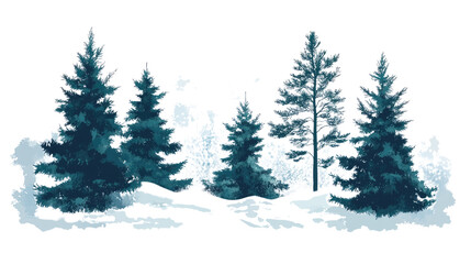 Obraz premium winter landscape of coniferous forest, Christmas and New Year transparent background