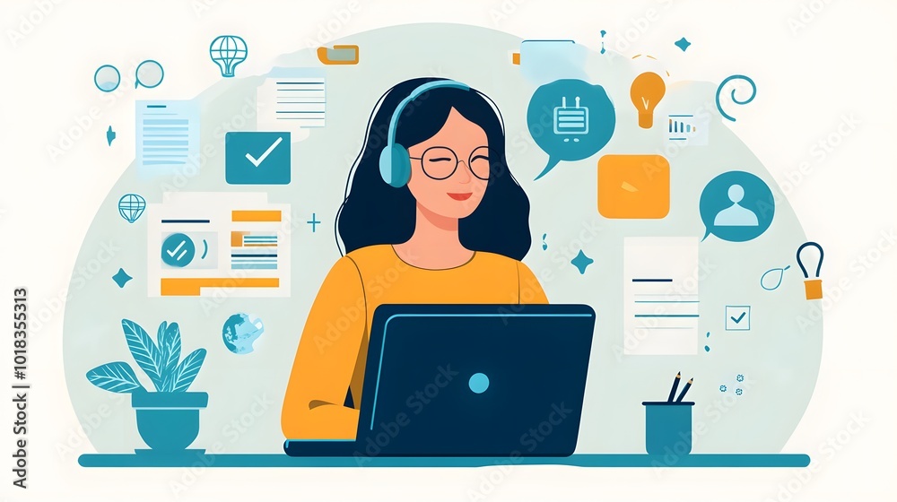 Wall mural 26. a graphic showing the versatility of virtual assistant skills in various industries