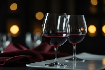 two glasses of red wine on the table