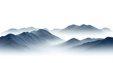 landscape mountains in fog transparent background