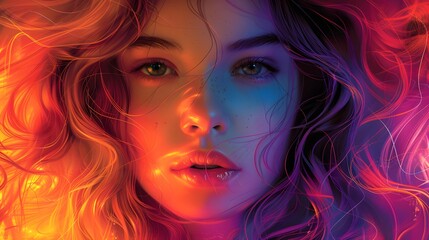 Fototapeta premium Illustrate the girl with long flowing hair. AI generated