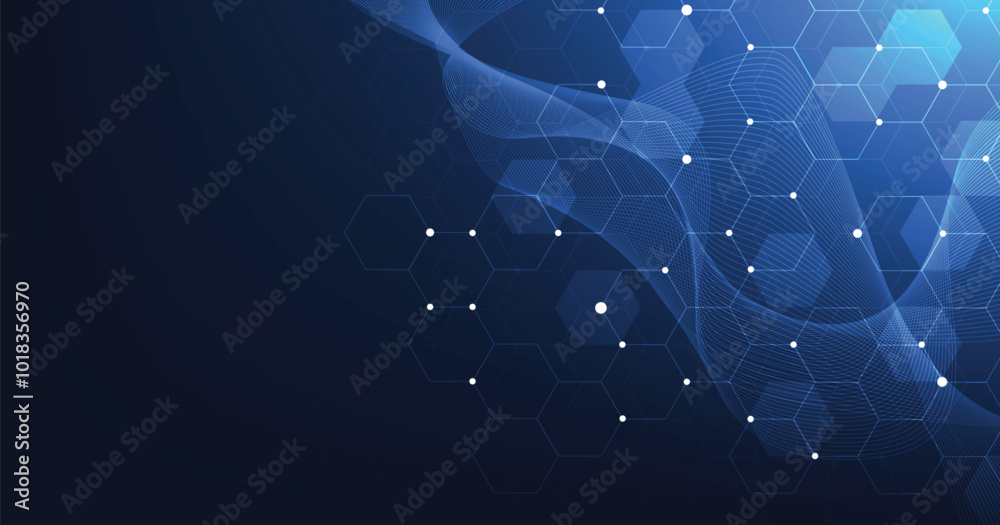 Leinwandbilder vector hexagon technology background. abstract hexagons background with lines and dots. design for s