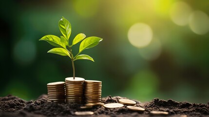 tree growing on a pile of coins money money growing 