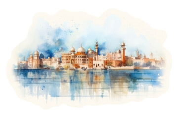 Naklejka premium PNG watercolor illustration of india, isolate illustration on paper --ar 3:2