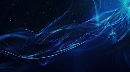 Fototapeta premium Abstract Blue Waves on Black Background