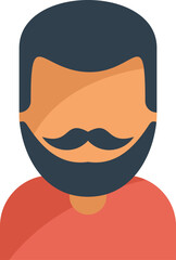 Illustration of a young man with black hair and beard wearing a red shirt, in a cartoon flat design style