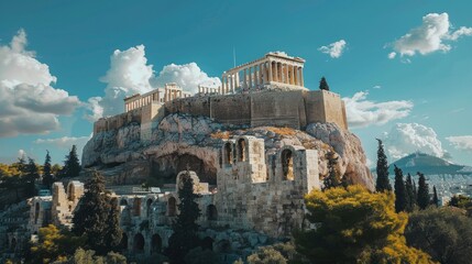 Acropolis Landscape View of Athens in Greece