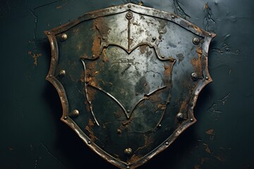 Rustic Metal Shield with Signs of Wear and Age
