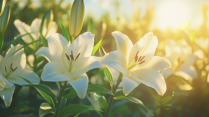 Obraz premium A beautiful shot of a field of daisies swaying in the breeze, their white petals and yellow centers creating a peaceful and cheerful scene
