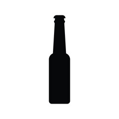 Glass bottle. Beer. Bottle silhouette in black color. Stencil bottle. Flask template. Glass container. Cup. Jar icon. Shape For 3d modeling. Logo template. Soda