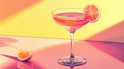 Vibrant Cocktail in a Glass with Fresh Citrus Slice