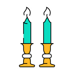 shabbat candles jewish line icon vector. shabbat candles jewish sign. isolated symbol illustration
