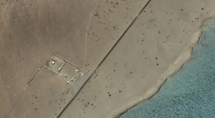 The sandy coast of Qatar in the Persian Gulf