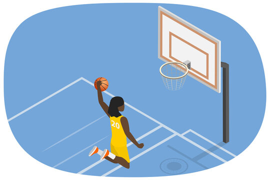 basketball player dunking ball, isometric view clip art preview