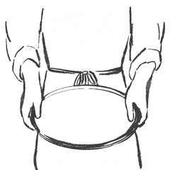 お盆を持つ手のスケッチイラスト
