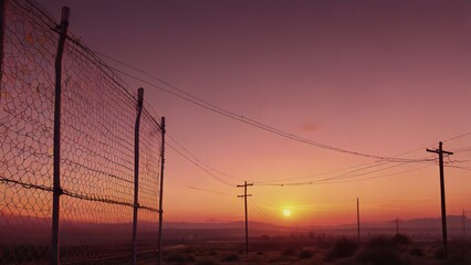 power lines at sunset