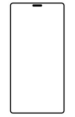 Phone with blank screen on blank background.