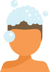 Faceless man washing hair in shower with shampoo foam on his head